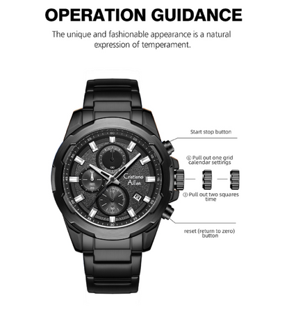 CA-8888 47mm Chronograph Watch - Black