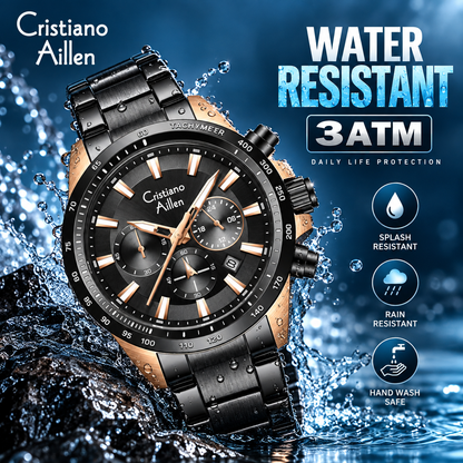 CA-8891 Multifunction Analog Watch - Black Rose Gold