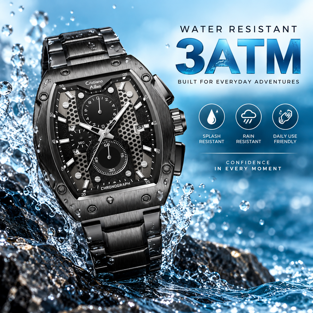 CA-8917 Chronograph Watch - Black