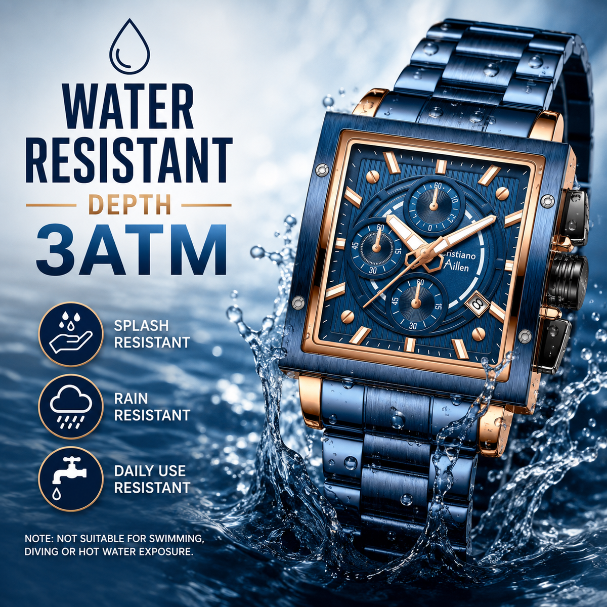 CA-9844 Chronograph Watch - Blue Rose Gold