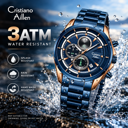 CA-8890 Multifunction Analog Watch - Blue Rose Gold