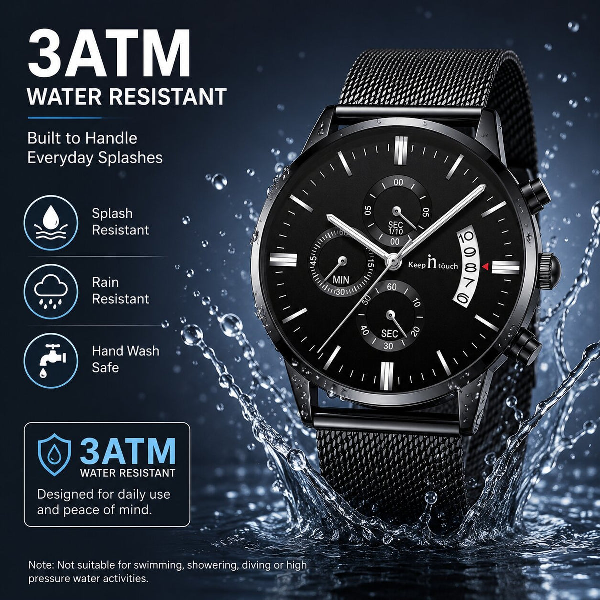 KnT-1024 Mesh Classic Watch - Black-Blue