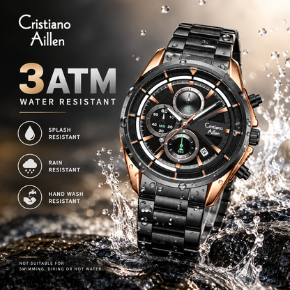 CA-8890 Multifunction Analog Watch - Black Rose Gold