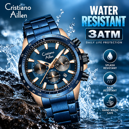 CA-8891 Multifunction Analog Watch - Blue Rose Gold