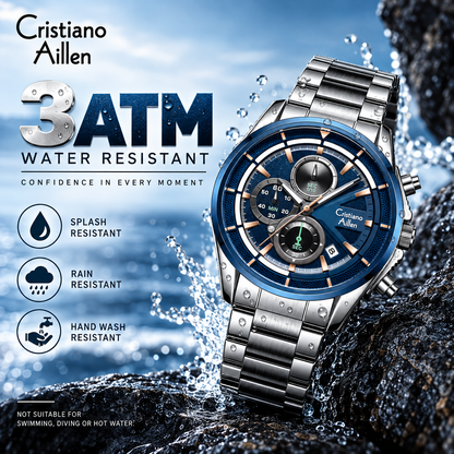 CA-8890 Multifunction Analog Watch - Silver Blue