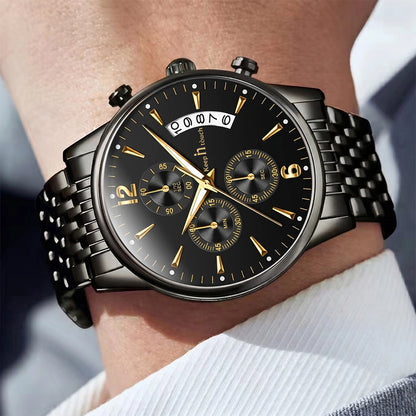 KnT-1020 Steel Chronograph Watch - Black-Blue