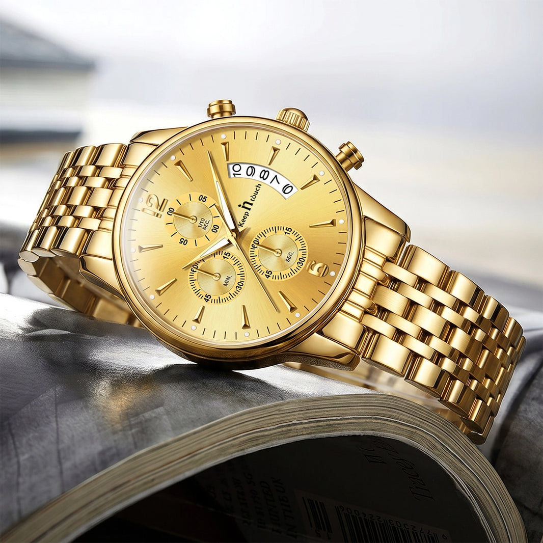 KnT-1020 Steel Chronograph Watch - Gold - Gold
