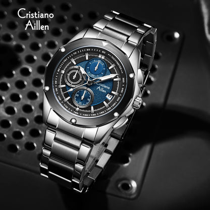CA-8899 Multifunction Chronograph Watch - Silver Blue
